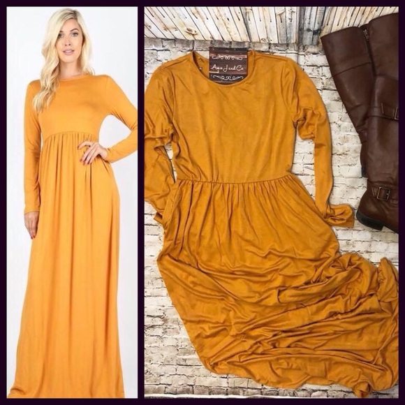Dresses | Mustard Yellow Maxi Dress Nwt | Poshmark